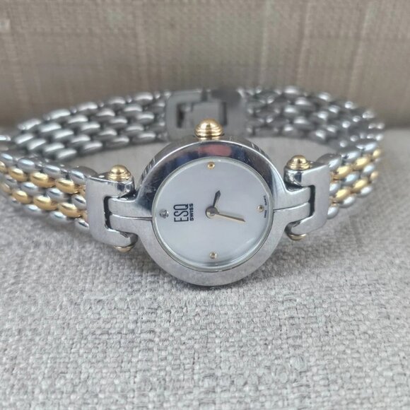 ESQ Swiss by MOVADO Ladies Wristwatch Gold/Silver Tone Analog MOP Face Watch - Picture 10 of 12